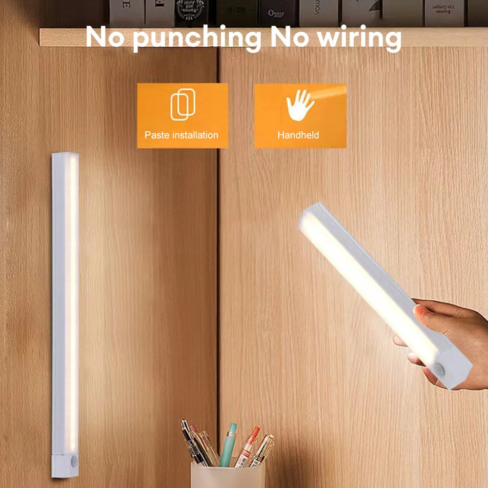 LED Motion Sensor Light Wireless LED Night Light Type C Rechargeable Light Cabinet Wardrobe Lamp Staircase Backlight For Kitchen