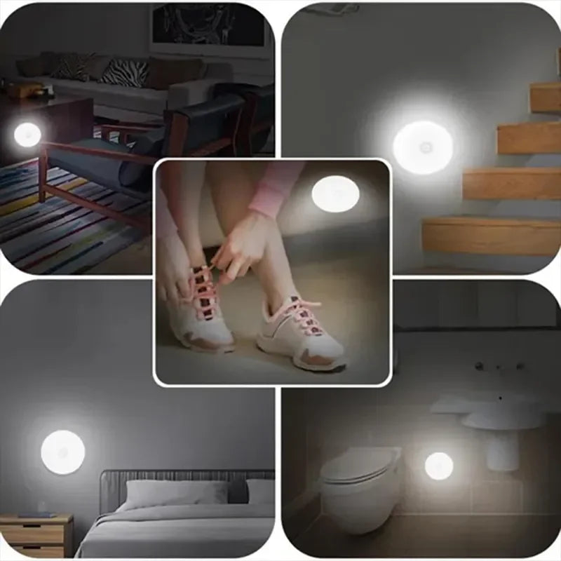 HOMEFISH Motion Sensor LED Night Light USB Rechargeable Wireless Closet Lamp for Kitchen Cabinet Wardrobe Staircase