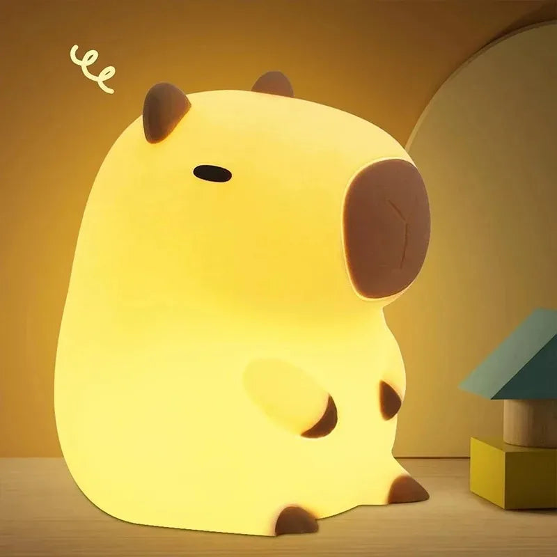 Cute Pet Capybara Night Light Cartoon Silicone Creative Bedside Sleep Night Lamp For Room Decor Birthday gift clearance sale