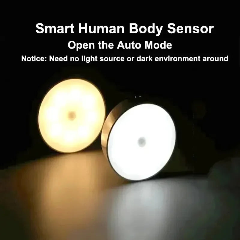 HOMEFISH Motion Sensor LED Night Light USB Rechargeable Wireless Closet Lamp for Kitchen Cabinet Wardrobe Staircase